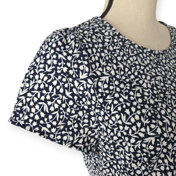 J. Crew Navy & White Floral Crepe Midi Dress – Size 10 (NWOT) - Picture 8 of 10